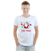 Camiseta Papai Noel Feliz Natal Natalina Camisa Personalizada Blusa Adulto Algodão com Poliéster
