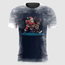 Camiseta Papai Noel Jogando Hóquei de Gelo Natal