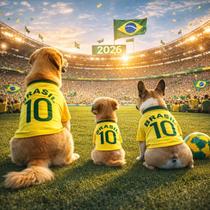 Camiseta para cães brasil 10 de algodão