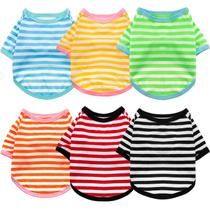 Camiseta para cães de algodão listrado Geyoga respirável para cães pequenos Camiseta para cães de algodão listrado Geyoga respirável para cães pequenos