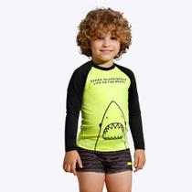 Camiseta Para Nadar e Sunga Tubarão Proteção UV 50+ Infantil Masculina Banana Danger 52031