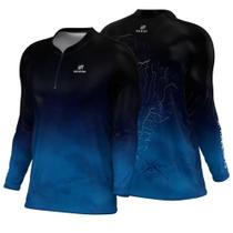 Camiseta para pesca Masculina manga longa Combate Mar Negro Mapa Rios Tamanho:GG