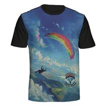 Camiseta Paraglider Parapente Asas da Liberdade Full Print Tamanho:PCor:Preta