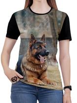 Camiseta Pastor Alemão Feminina blusa Cachorro Cão Animal J