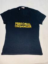 Camiseta Personal Organizer Baby Look Preta com Dourado Tam GG