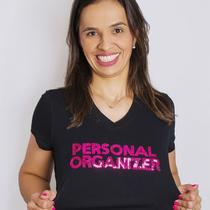 Camiseta Personal Organizer Baby Look Preta com Pink Tam G