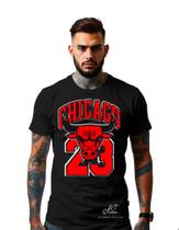 Camiseta Personalizada Estampa Chicago 23 Masculina Algodão Estampada Gola Careca Ref 06