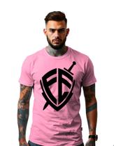 Camiseta Personalizada Estampa Fé Escudo Masculina Algodão Estampada Gola Careca Ref 10