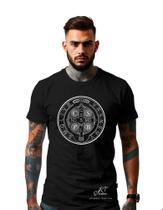 Camiseta Personalizada Estampa São Bento Masculina Algodão Estampada Gola Careca Ref 23