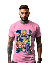 Camiseta Personalizada Estampa Vegeta Masculina Algodão Estampada Gola Careca Ref 26