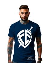 Camiseta Personalizada Estampada Crista Escudo Fe Unissex Malha 100% Algodao Linha Premium