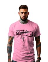 Camiseta Personalizada Estampada Crista Religiosa Gratidao Unissex Malha 100% Algodao Malha Premium