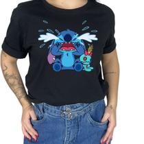 Camiseta Personalizada Feminina Moda Casual Lilo Cores Variadas Chamativas