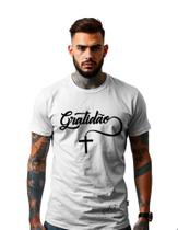 Camiseta Personalizada Gratidão Deus Terço Unissex Malha Premium