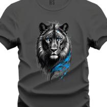 Camiseta personalizada Leão Olho azul Tecido Premium P o G3