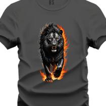 Camiseta Personalizada Leão Sobre Fogo Do P ao Plus