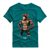 Camiseta Personalizada Macaco Chimpanzé Monkey de Short e Óculos Shap Life
