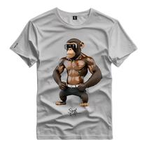 Camiseta Personalizada Macaco Chimpanzé Monkey de Short e Óculos Shap Life
