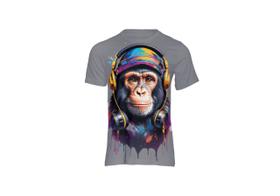 Camiseta Personalizada Monkey Com Fone Tecido Premium 30.1