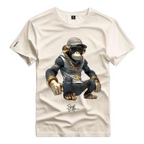 Camiseta Personalizada Monkey Style Macaco Boné Óculos Corrente