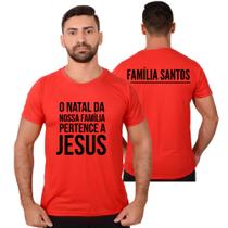 Camiseta Personalizada Natal em Família Cristã Frase Frente e Costas - Masculina