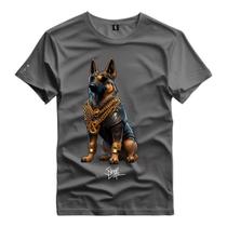 Camiseta Personalizada Pastor Alemão Chacal Cachorro Dog Corrente Ouro Gold Shap Life