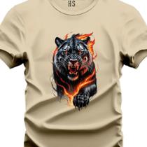Camiseta Personalizada Tigre Sobre Fogo Do P ao G3 Fio 30.1