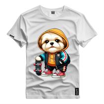 Camiseta Personalizada Unissex Cachorro Dog Skate Fofo Camisa Premium Algodão Varias Cores