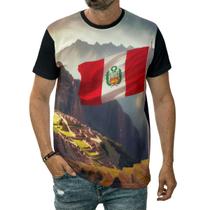 Camiseta Peru Bandeira País Machu Picchu Paisagem Montanhas