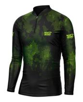 Camiseta Pesca Camisa Masculina Combate Brasil Camuflada Peixe Proteção Solar 50+ Mar Negro