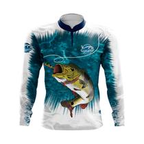 Camiseta Pesca Concept Fishing Proteção UV Infantil ao Adulto X3 Tucunaré Azul