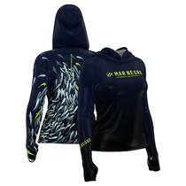 Camiseta Pesca Feminina Mar Negro X-Protection Sublimada UV50+ Cor Cardume