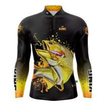 Camiseta Pesca King Brasil Fator Proteção Solar UV KFF650 Dourado Sublimada