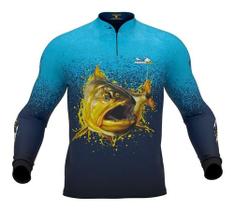 Camiseta Pesca Presa Viva Camisa Proteção Solar Uv Dourado 05