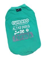 Camiseta Pet 100% Algodão P/ Cães E Gatos Tam 02 Cor Verde Àgua - Marca Otto Mania