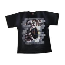 Camiseta Pink Floyd Preto Batido Acinzentado The Wall Banda Rock Progressivo BO1143 RCH