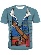 Camiseta pirata para adultos KYKU, fantasia de piratas, camiseta masculina de Halloween, azul, pequena