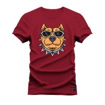 Camiseta Pitbull Estiloso Plus Size Forma Grande Estampada Varias Cores