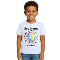 Camiseta Planeta Infantil Globo Crianças Personalizada Camiseta Planeta Infantil Globo Crianças Personalizada