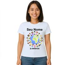 Camiseta Planeta Infantil Globo Crianças Personalizada Camiseta Planeta Infantil Globo Crianças Personalizada