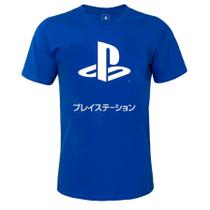 Camiseta Playstation Oficial Classic Katakana Azul G