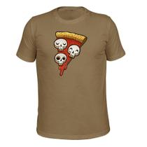 Camiseta Plus Size 100% Algodão Tecido Macio Caveira Pizza