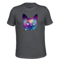 Camiseta Plus Size 100% Algodão Tecido Macio Gato Colors