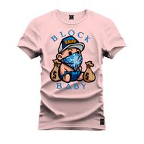Camiseta Plus Size Agodão T-Shirt Unissex Premium Macia Estampada Block Baby