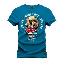 Camiseta Plus Size Agodão T-Shirt Unissex Premium Macia Estampada Bones Style