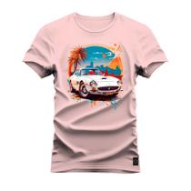 Camiseta Plus Size Agodão T-Shirt Unissex Premium Macia Estampada Carro Paisagem