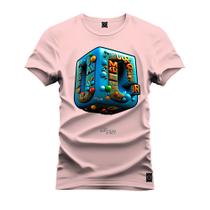 Camiseta Plus Size Agodão T-Shirt Unissex Premium Macia Estampada Cubo Opçoes