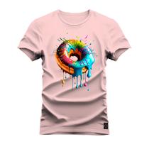 Camiseta Plus Size Agodão T-Shirt Unissex Premium Macia Estampada Rosquinha Cremosa