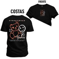 Camiseta Plus Size Agodão T-Shirt Unissex Premium Macia Estampada Urso Bigs Irmão Frente e Costas