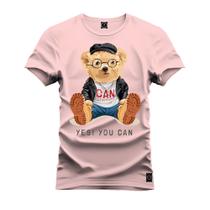 Camiseta Plus Size Agodão T-Shirt Unissex Premium Macia Estampada Urso Can
